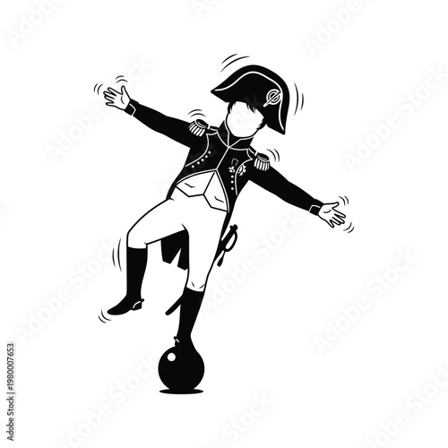 Tableau sur toile Napoleonic soldier performing a ballet pose on a ball