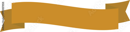 Gold curved ribbon banner graphic element isolated on transparent background