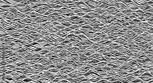 Wires tangled mess with black and white twisted lines featuring gray, metallic, texture with background and abstract elements for chaotic,