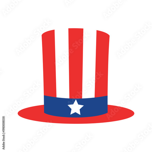 Uncle sam hat with red white and blue colors and star on band