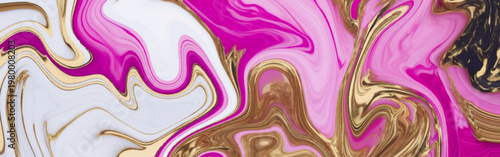Luxury Pink Gold Marble Abstract Background with Fluid Ink Swirls, Elegant Feminine Agate Texture, Glossy Pastel Waves for Premium Design