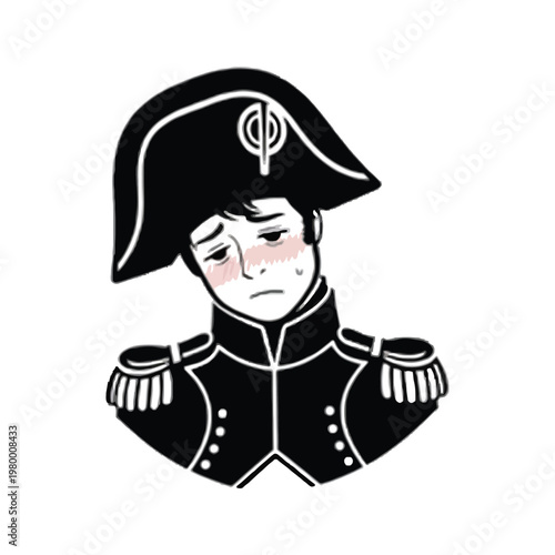 Historical illustration of a french military officer in napoleonic uniform