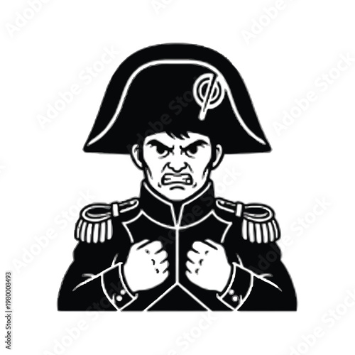 Angry caricature of a historical military figure in traditional attire.
