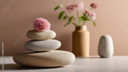 Minimal wellness and mindfulness concept background with soft tones, mental health lifestyle branding, calming aesthetic, with copy space