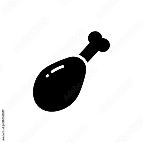 A black silhouette of a chicken leg