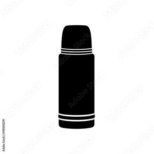 Black thermos bottle icon with white stripes