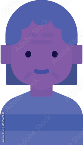 Stylized portrait icon of an elderly woman character isolated on transparent background