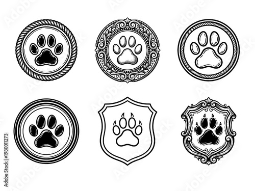 Paw Print Badge Engraving Logo