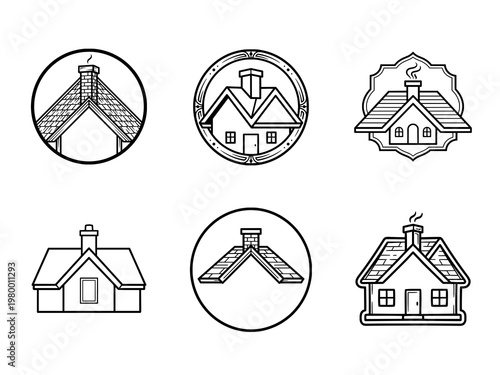 House Roof Emblem Engraving Logo