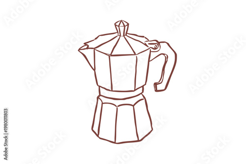 Hand drawn sketch of a moka pot coffee maker Design