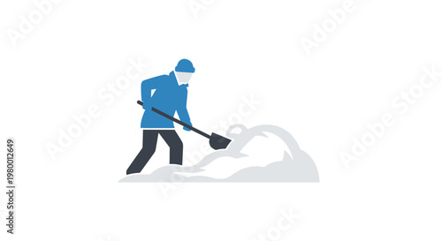 Man shoveling snow in winter.