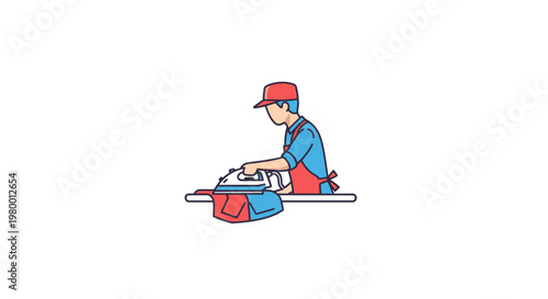 Man sitting on a luggage cart.