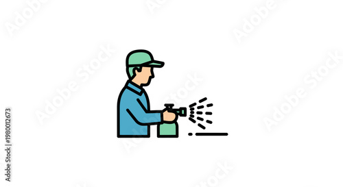 Man spraying with a green sprayer.