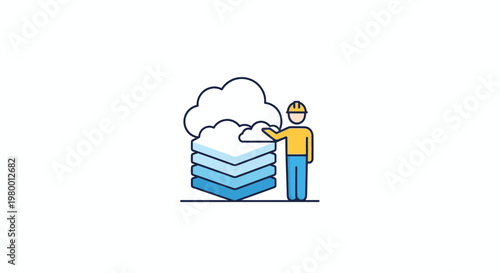Man standing next to a cloud.