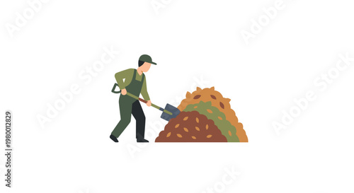 Man using leaf blower outdoors.