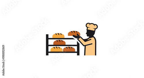 Man holding a loaf of bread.