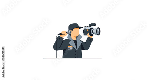 Konstfotografi Man holding a large video camera.