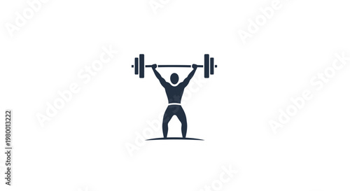 Man lifting heavy weights overhead strong.