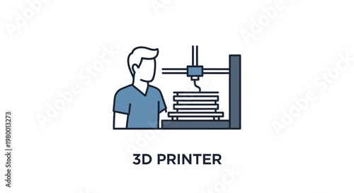 Man operating a 3D printer machine.