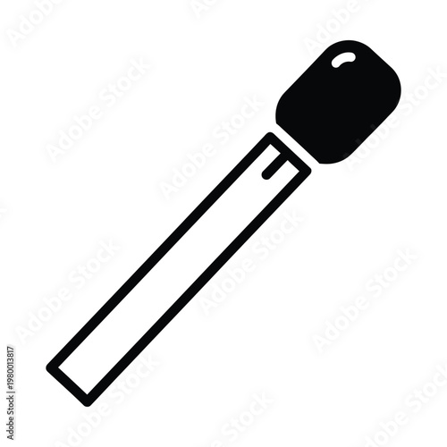 Simple black and white icon of a matchstick, ready to be struck for ignition.