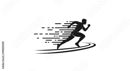 Tableau sur toile Man Running Fast in Motion Blur.
