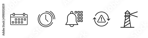 Minimalist technology alert and system notification outline icons