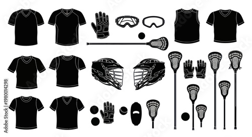 Lacrosse Equipment and Apparel Collection - Vector Icons