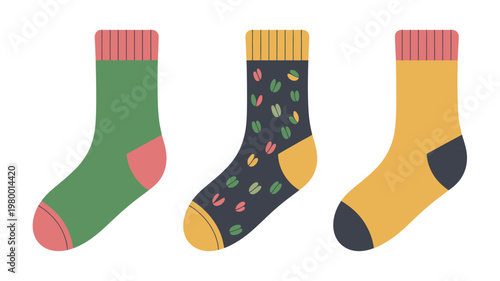 Socks Clipart Set Vector with Clothing and Apparel Icons