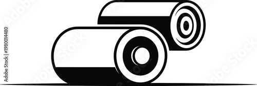 Two industrial metal rollers used for manufacturing processes in a factory production line setting icon