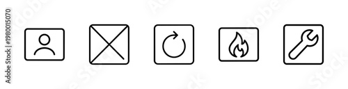 Minimalist web development and digital marketing thin line icon grid