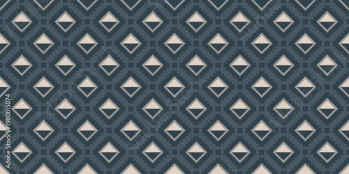 Geometric Pixelated Diamond Aztec Style Seamless Pattern Background Design