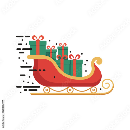 Christmas greeting card and gift with Santa vehicle