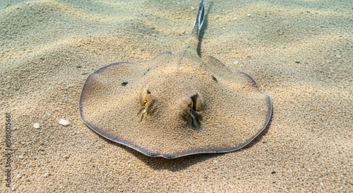 Stingray Resting on Sandy Ocean Floor
