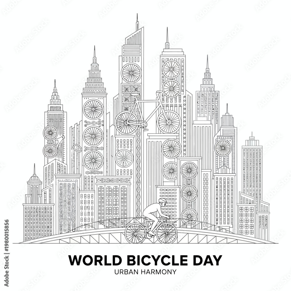 Fototapeta premium Save Fuel Ride Bicycle 🚴 | World Bicycle Day Awareness Graphic
