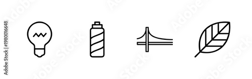 Zero carbon and renewable energy line icons for sustainability projects