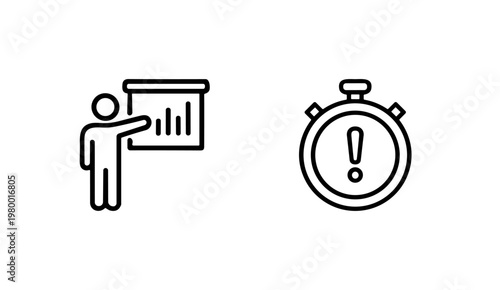 Minimalist business and office outline icon set for professional management and workflow.