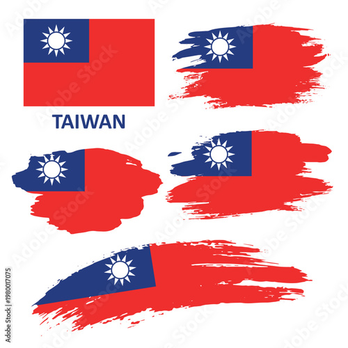 Set of Taiwan flags on a white background