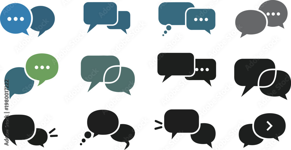 Fototapeta premium Communication vector icons diverse speech bubbles chat symbols for modern digital interfaces