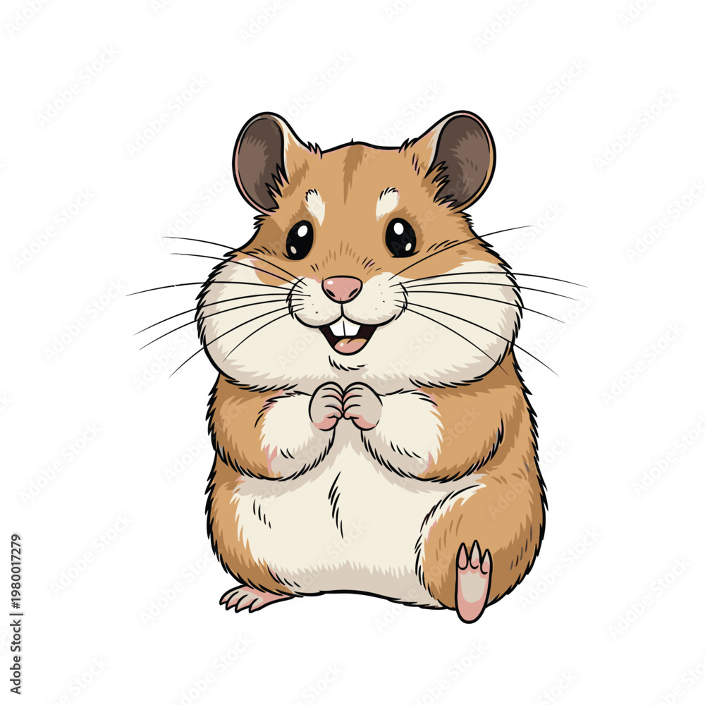 Obraz premium Cute Cartoon Hamster Closeup Portrait 4.