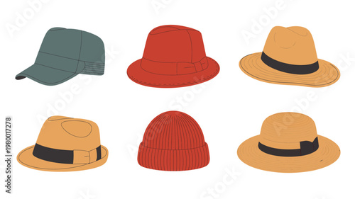 Hat Clipart Set Vector with Fashion Headwear and Cap Icons