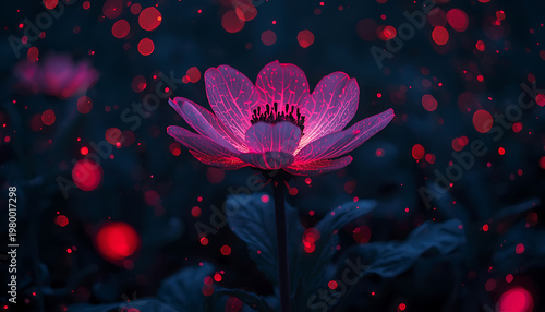 Pink lotus flower in the meadow with light bokeh