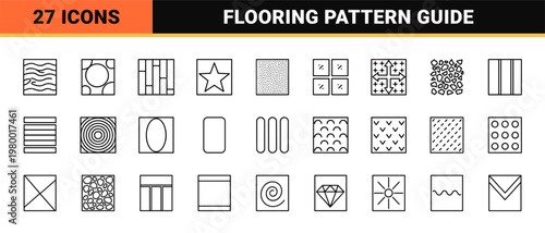 Minimalist flooring texture and paving pattern icon set