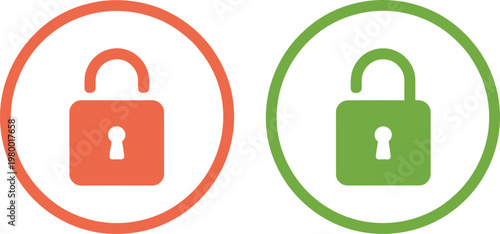 Locked and unlocked padlock icons illustrating security status and privacy protection for web user interface elements