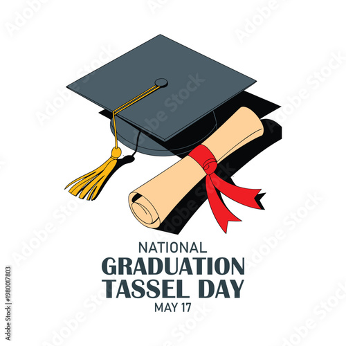 Happy students with diplomas on beige background. Banner for national Graduation Tassel Day