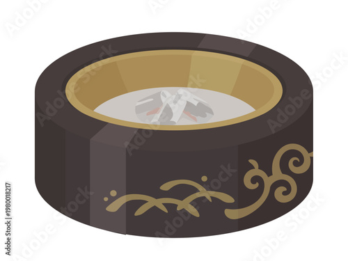 炭が灰になった火桶のイラスト素材