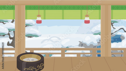 枕草子の冬はつとめてをイメージした背景イラスト_灰が多い火桶16:9