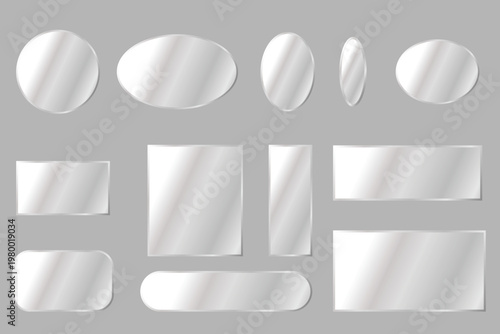 Collection of blank white shapes and banners in various forms