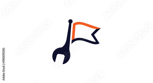 Wrench with flag icon symbol tool.