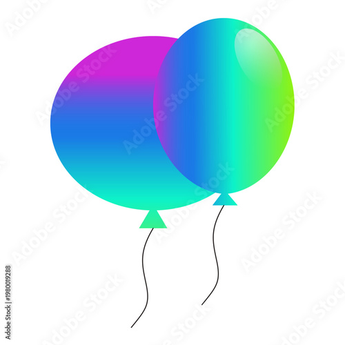Colorful rainbow gradient balloon set with heart and round shapes, festive party celebration elements isolated on white background - HGPCOSM01