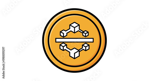 Yellow Circle with Gear Icon Symbol.